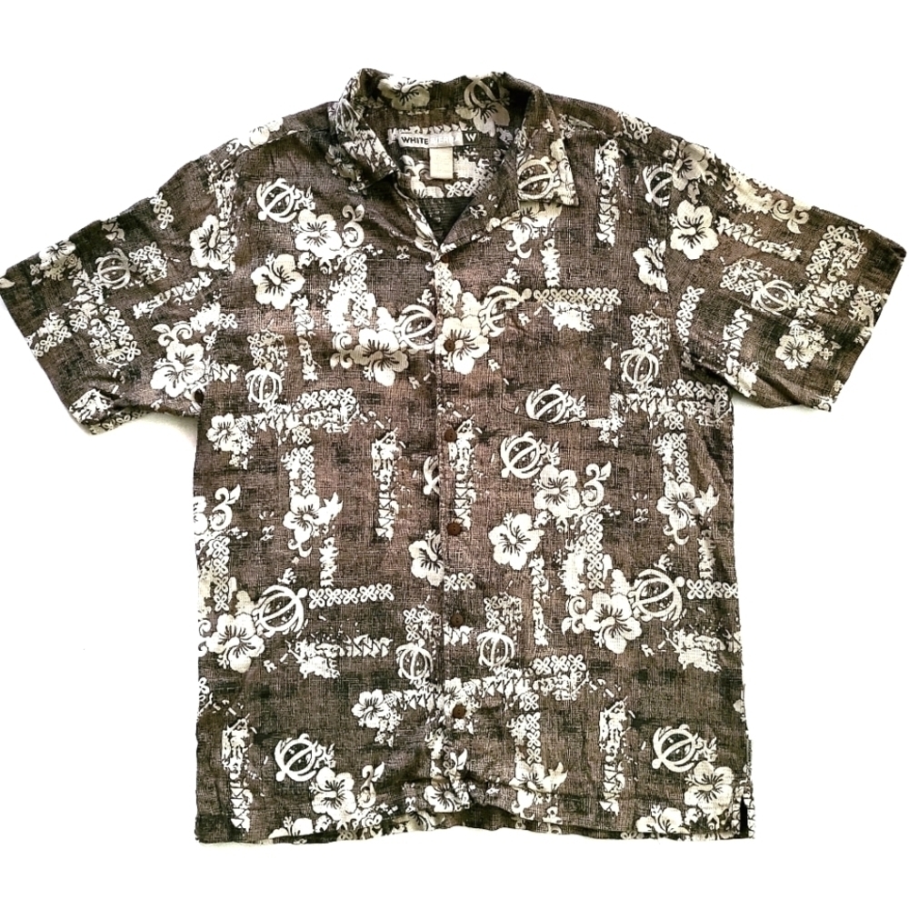 𝅺3/$20 White Sierra Hawaiian Style Button-Up Shirt